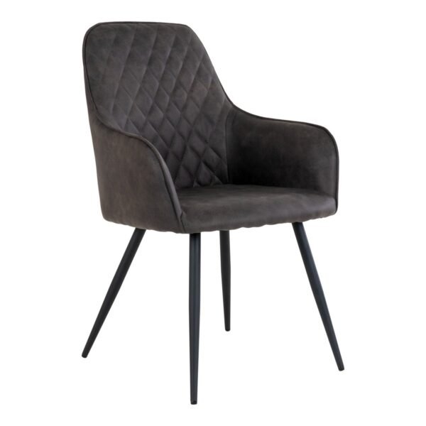 Harbo Chaise de Salle à Manger - Gris Foncé, Microfibre/Acier, 65x57x87 cm - Lot de 2
