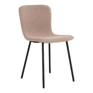 Halden Dining Chair - Chaise de salle à manger en bouclé, beige avec pieds noirs - Lot de 2