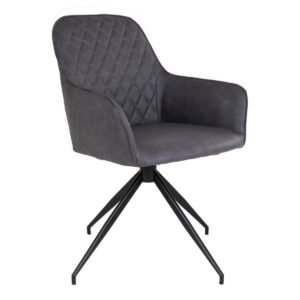 Chaise de salle à manger Harbo avec pivot - Acier, PU, ​​contreplaqué, gris foncé