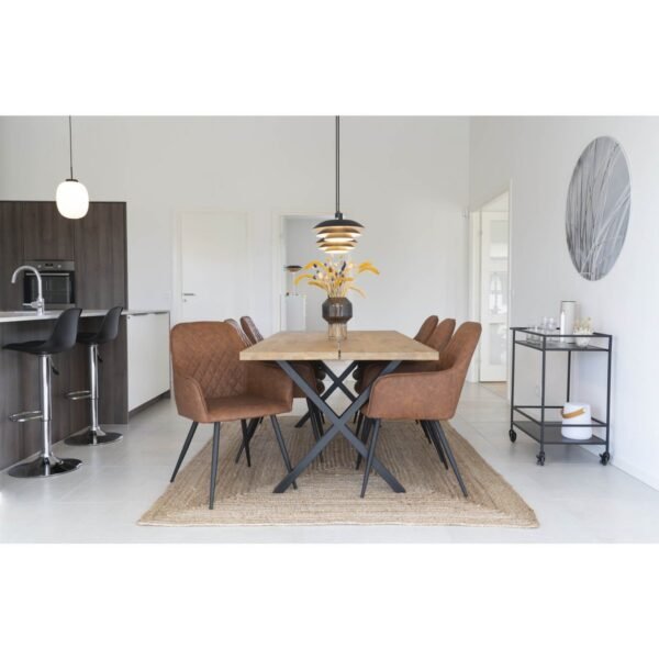 Chaise de salle à manger Harbo – PU, acier, marron – Lot de 2 – Image 2