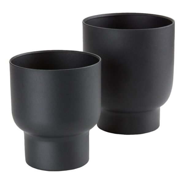Pots de Fleurs Fulda - Métal, Noir - Lot de 2