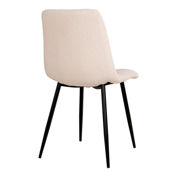 Chaise de salle à manger Middelfart - Blanc, Bouclé, pieds en métal noir - Lot de 2 – Image 4