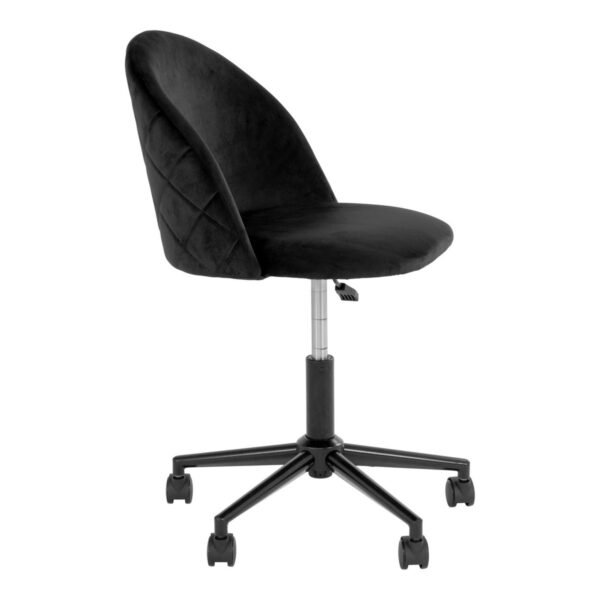 Chaise de bureau Geneve - Velours noir, pieds noirs, 55x55x73 cm – Image 4
