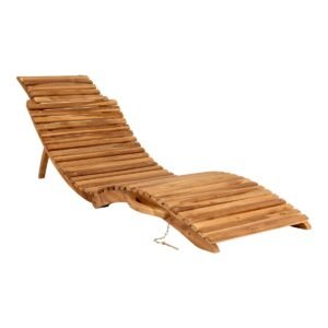 Chaise longue Arrieta - Naturel, Teck, 160x50x25 cm